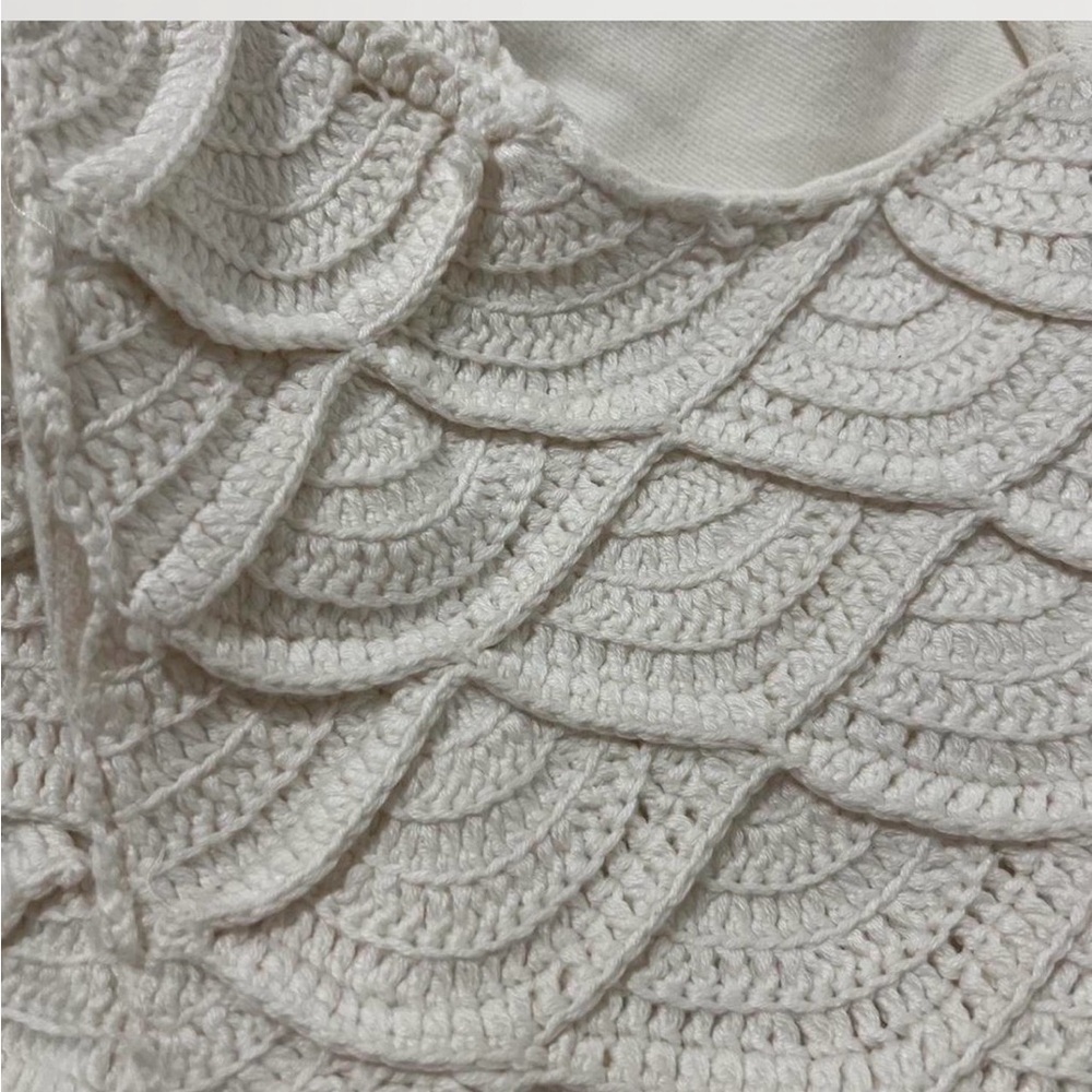🦜NWT FARM Rio Cream High Waist Textured Shorts crochet size 27 NWT - Picture 7 of 10